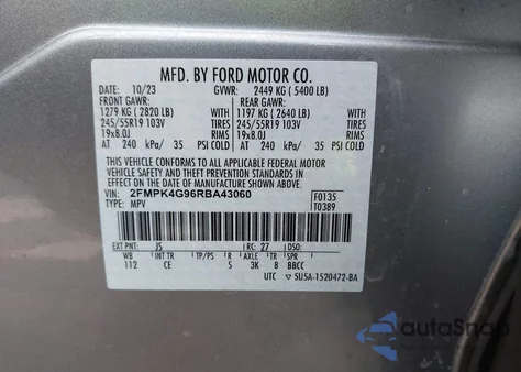 2024 Ford Edge Se z USA, uszkodzony, nr VIN 2FMPK4G96RBA43060